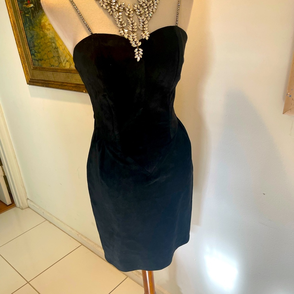 Firenze Vintage Leather Suede Black Dress CZ Strap